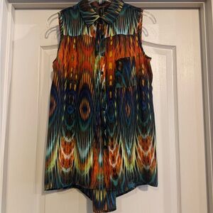 New Directions Vibrant Multicolor Sleeveless Blouse